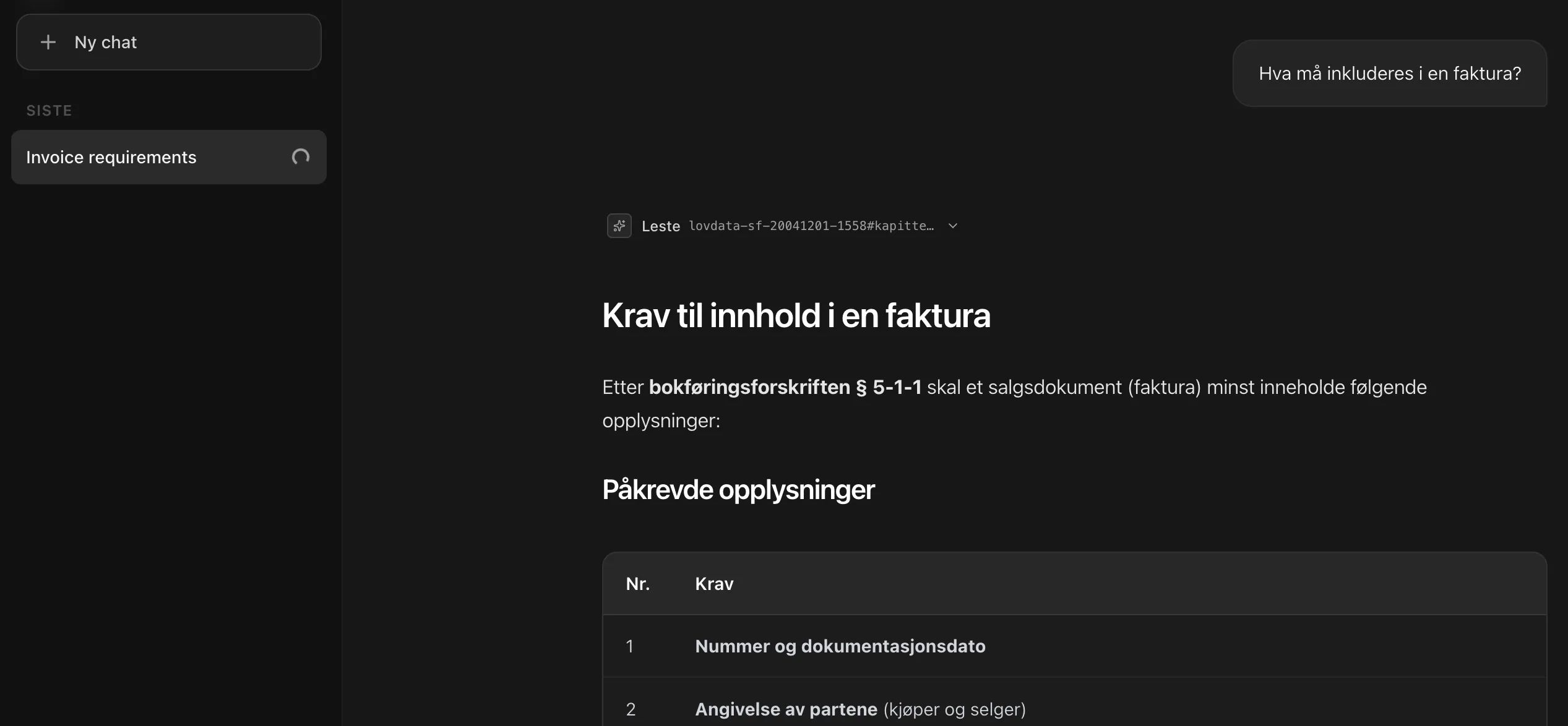 Screenshot of LovAgent interface showing a chat about an invoice